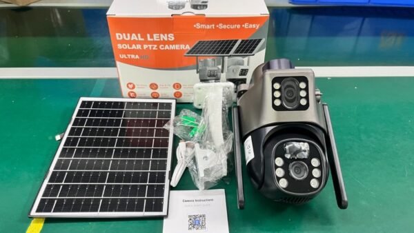 4G solar camera, CCTV... Rechargeable.  Uses SIM card and memory card